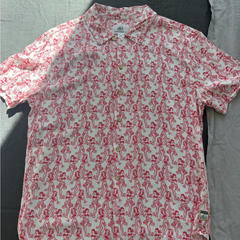 Surfside Supply Red and White Patterned Casual Shirt